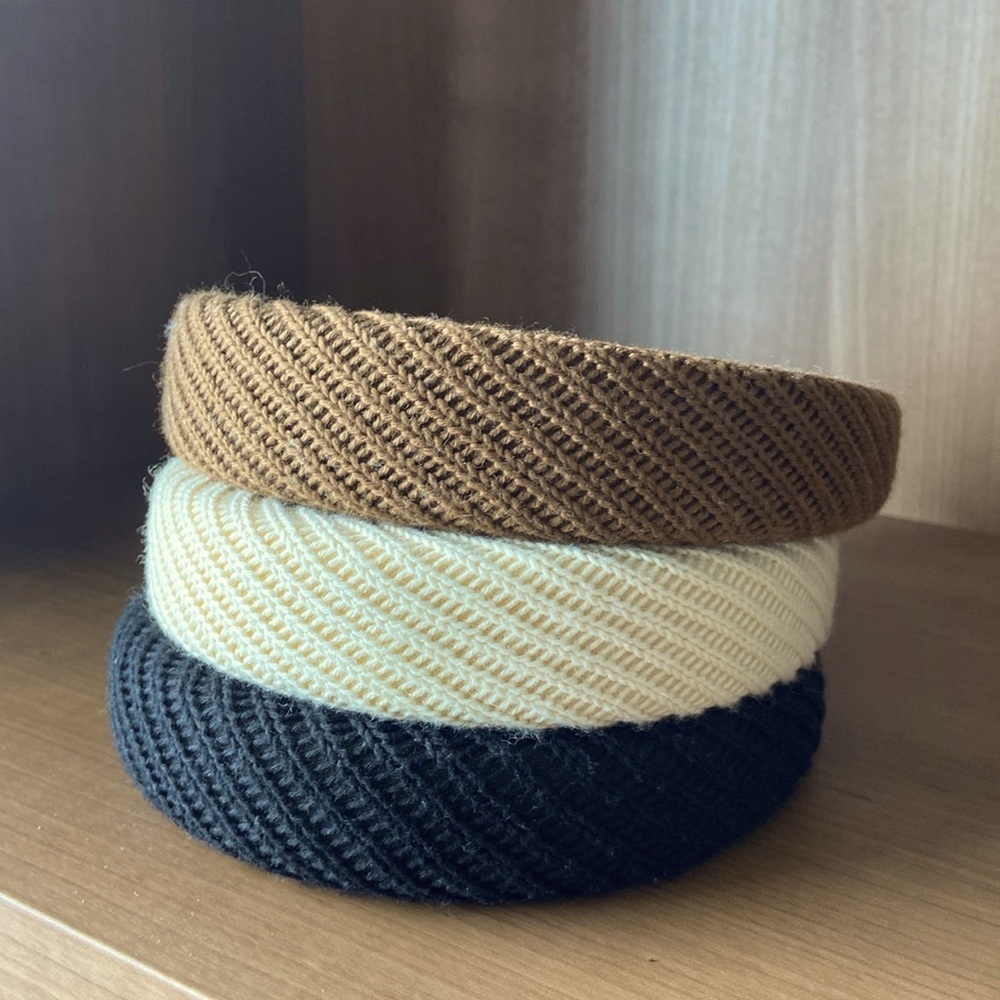 Classic Knit Padded Headband Trio - Brown, Cream, Black